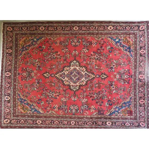 One Of The Kind Hand-Knotted Persian Wool Rug _ Luxurious Vintage Design, 10'6" x 7'5", Artisan Crafted